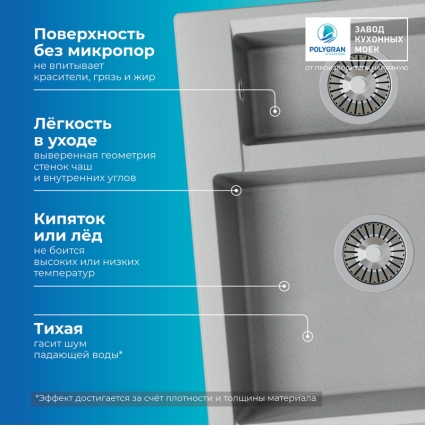 Мойка кухонная POLYGRAN BRIG 620 (серый №14)